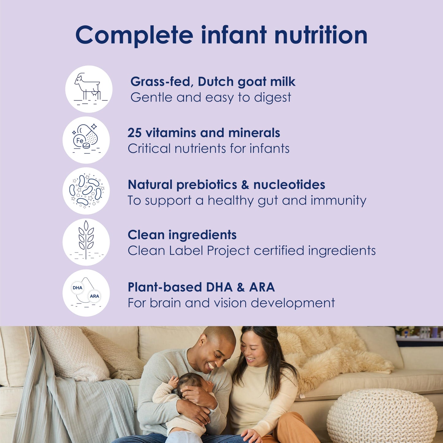 Kabrita Goat Milk Infant Formula - Easy to Digest Baby Formula 0-12 Months - Contains Prebiotics, Iron, DHA, Non-GMO - Gentle on Sensitive Tummies - Formula Supporting Gut Health & Sleep - 28Oz