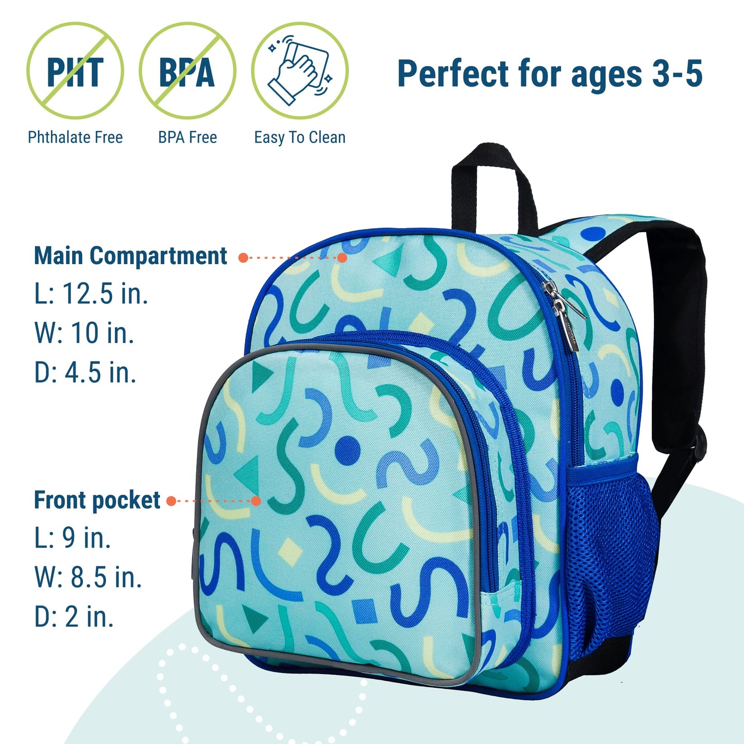 Wildkin 12-inch Kids Backpack – Padded, Adjustable, Ideal for Daycare & Travel - Trains, Planes, and Trucks