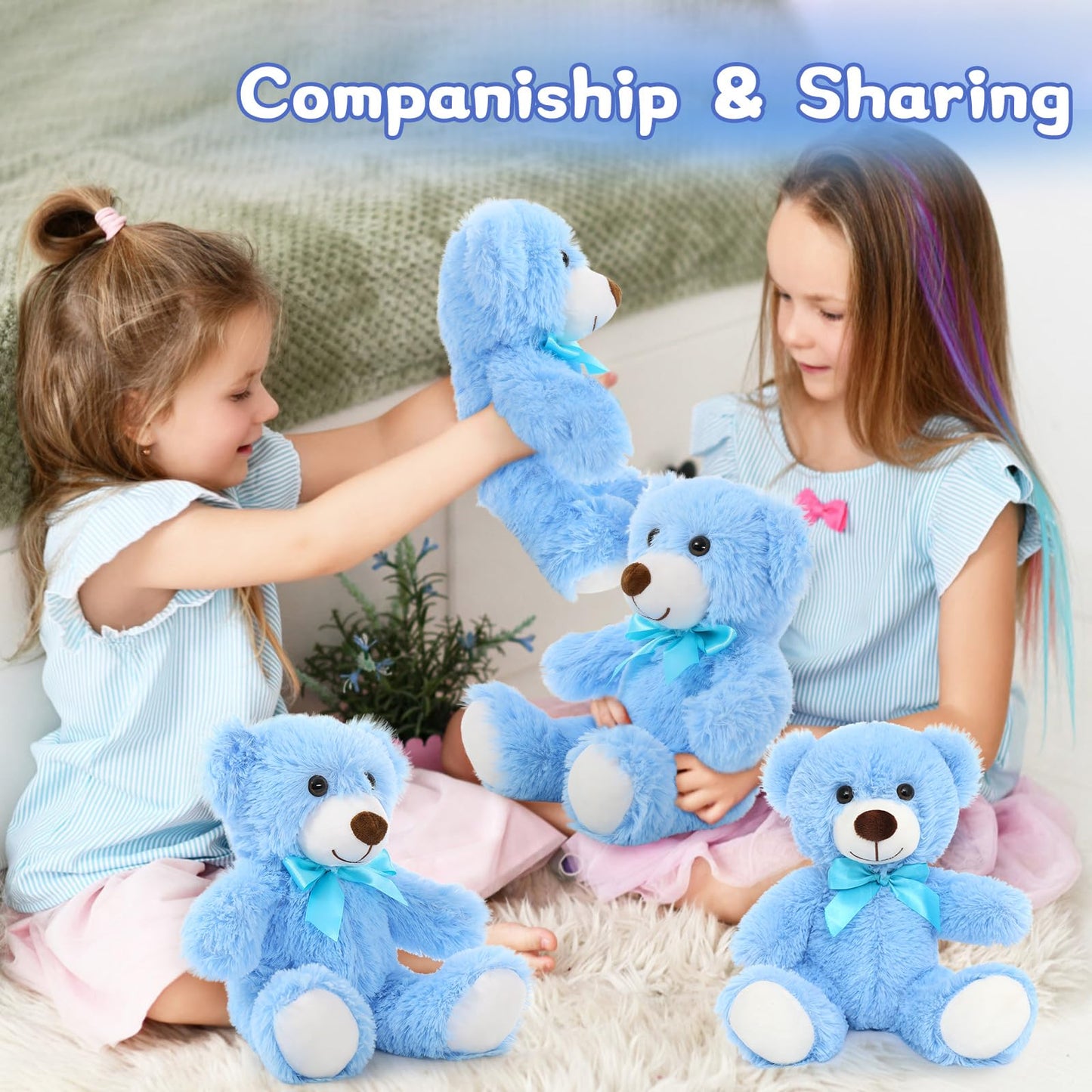 MorisMos 6Pcs Teddy Bears Bulk Baby Shower, 14inch Cute Teddy Bear Stuffed Animals Plush, Small Stuffed Bears on Centerpiece Baby Shower, White