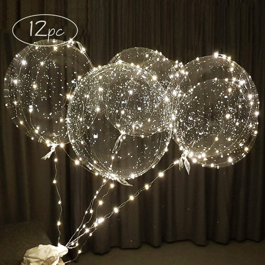 White LED Balloons Light up Bobo Party Balloons DIY kit-Clear Cold White LED Balloons for Helium or Air (cold white, 6 pack)