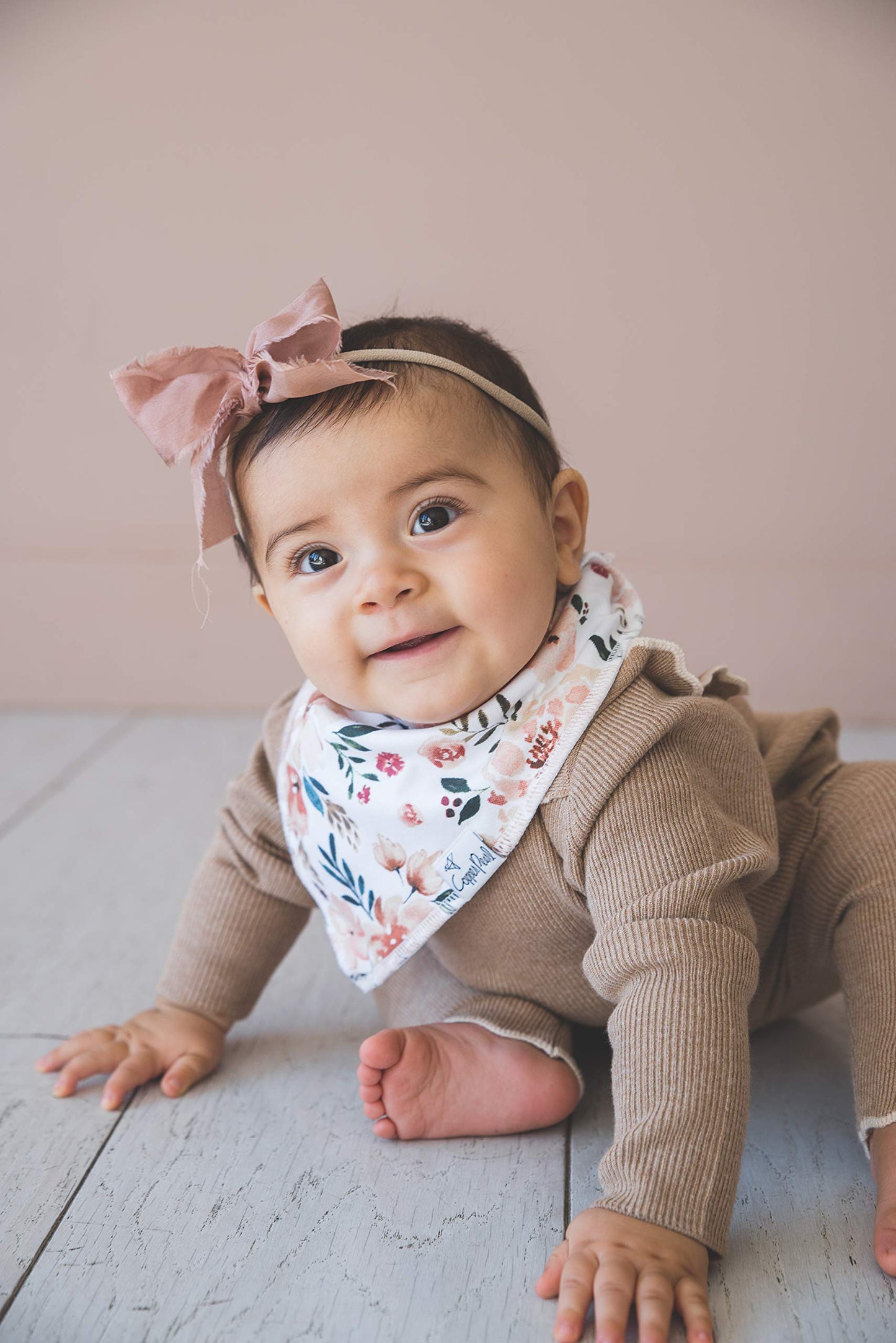Copper Pearl 4 Pack Soft Cotton Baby Bibs for Drooling and Teething, Absorbent Drool Bibs for Baby Girl and Boy, Adjustable to Fit Newborns to Toddlers, Tons of Styles (Ferra)