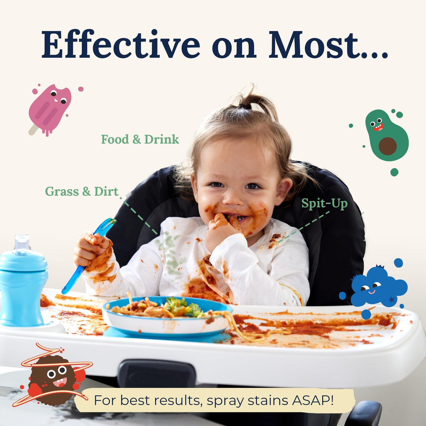 Miss Mouth's Messy Eater Stain Treater Spray - 4oz 2 Pack Stain Remover - Newborn & Baby Essentials - No Dry Cleaning Food, Grease, Coffee Off Laundry, Underwear, Fabric