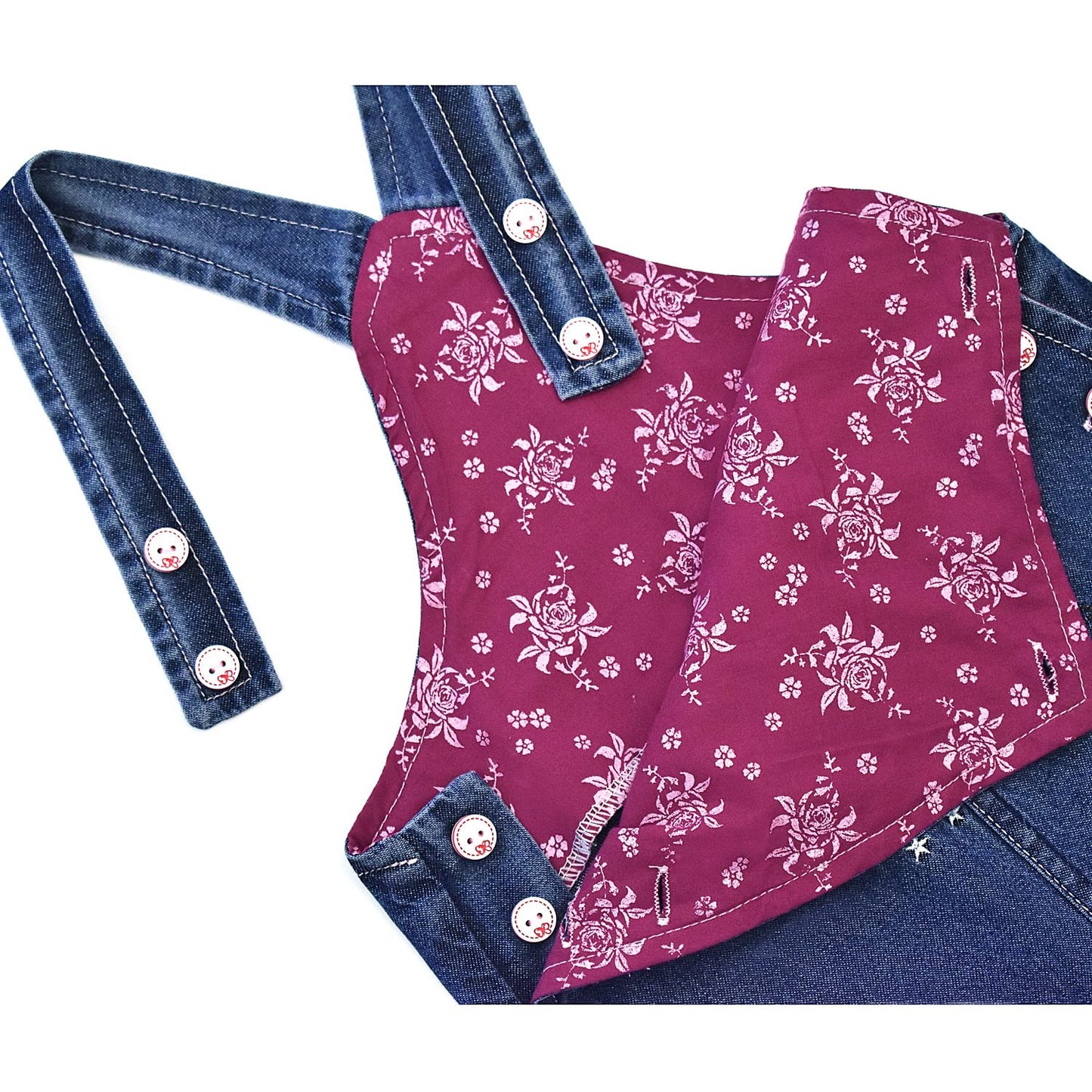 Peacolate 3months-3Years Baby Girls Denim Overalls Embroidery Bib Pants Jeans Jumpsuit
