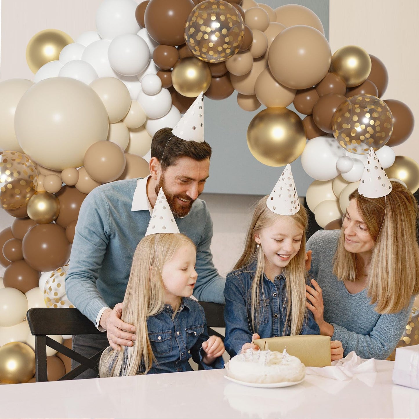 Ouddy Party Dusty Pink Balloons Arch Garland Kit, Different Sizes 18 12 10 5 Inch Boho Pink White Sand Latex Metallic Confetti Balloon for Girl Baby Shower Mothers Day Birthday Party Decorations