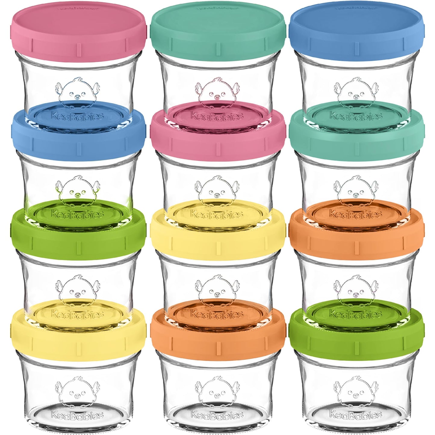 KeaBabies 4pk 8oz & 4pk 4oz Glass Baby Food Containers with Lids - Leak-Proof,Microwavable Small Glass Jars,Baby Purees & Toddler Snack Storage Containers,BPA-Free,Dishwasher & Freezer Safe(Musk Dusk)