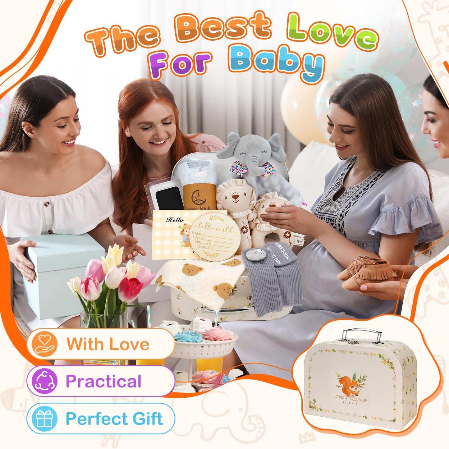 Baby Boy Gifts for Baby Shower, 10Pcs Newborn Baby Shower Boy Gift, Premium & Exquisite Welcome Baby Gift Basket Set Baby Boy Shower Gifts, Baby Boy Gift Basket Set & Baby Boy Gifts Set