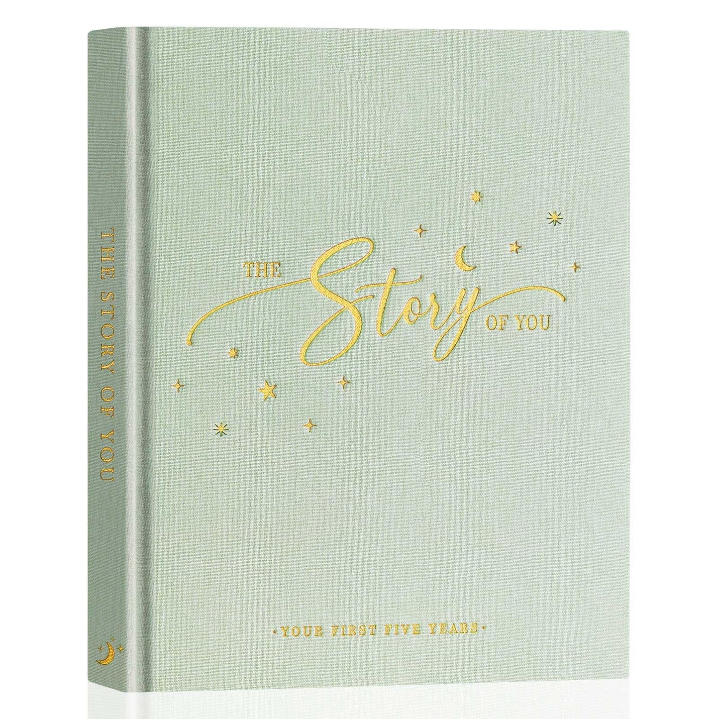 Lanpn Baby Memory Book - Linen Baby Book Journal Memories Keepsake - The Story of You - Newborn Baby First 5 Year Scrapbook Photo Book Milestone Album for Boy Girl New Parents (Sage Green, 154 Pages)