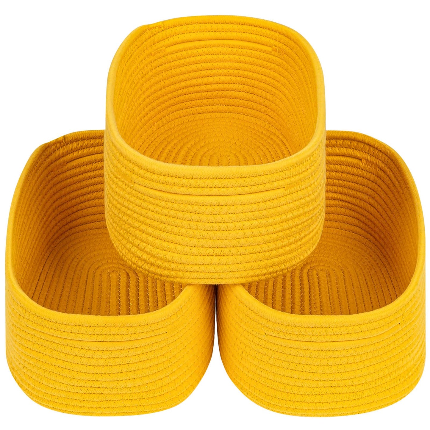 CubesLand Off White Small Storage Baskets for Shelves, Closet Organization Storage Bins Empty Gift Basket Baby Nursery Woven Baskets for Organizing, Rectangular Clothes Closet Shelves Baskets 3 Packs