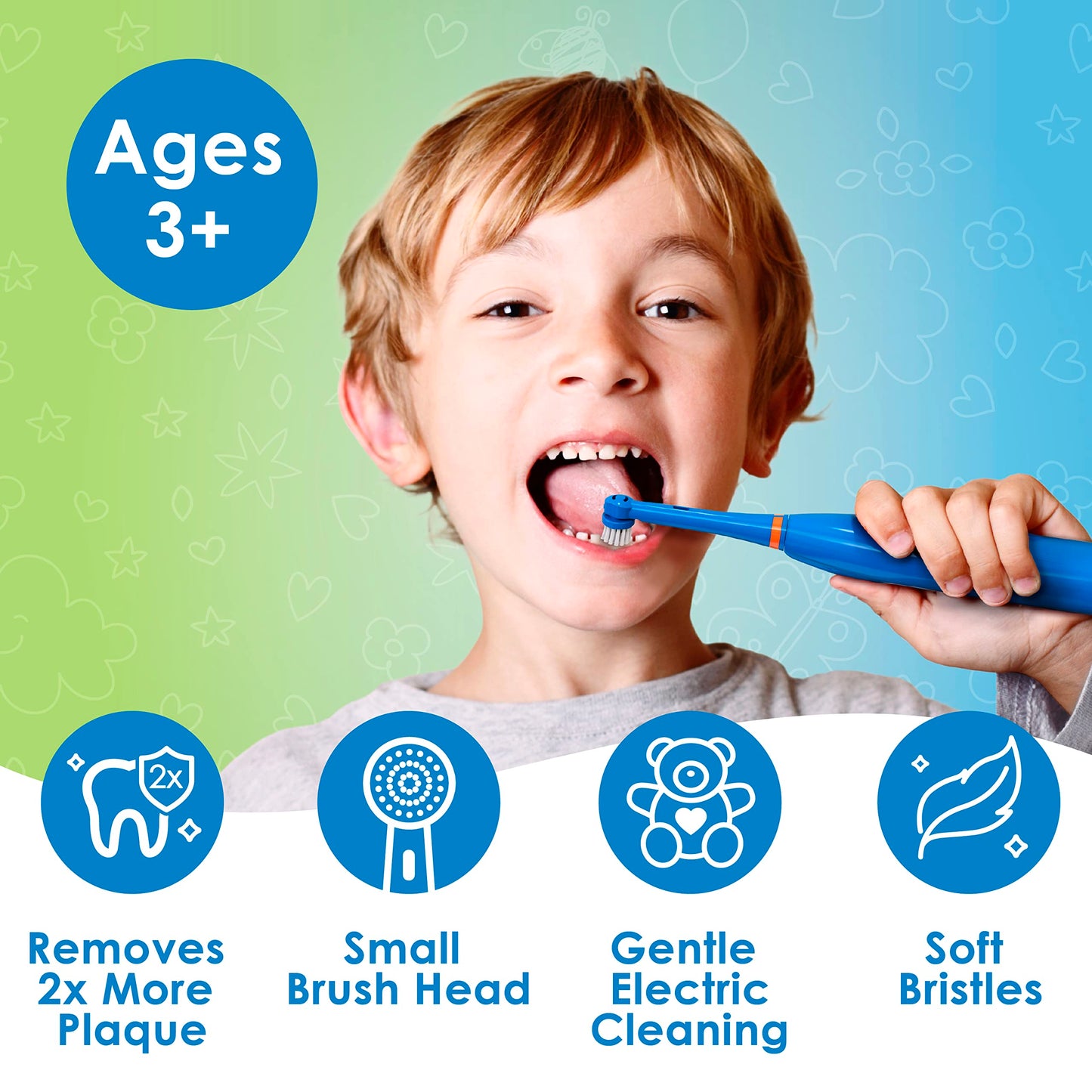 Brusheez Kids’ Electric Toothbrush Set - Safe & Effective for Ages 3+ - Parent Tested & Approved with Gentle Bristles, 2 Brush Heads, Rinse Cup, 2-Minute Timer, & Storage Base (Sparkle The Unicorn)