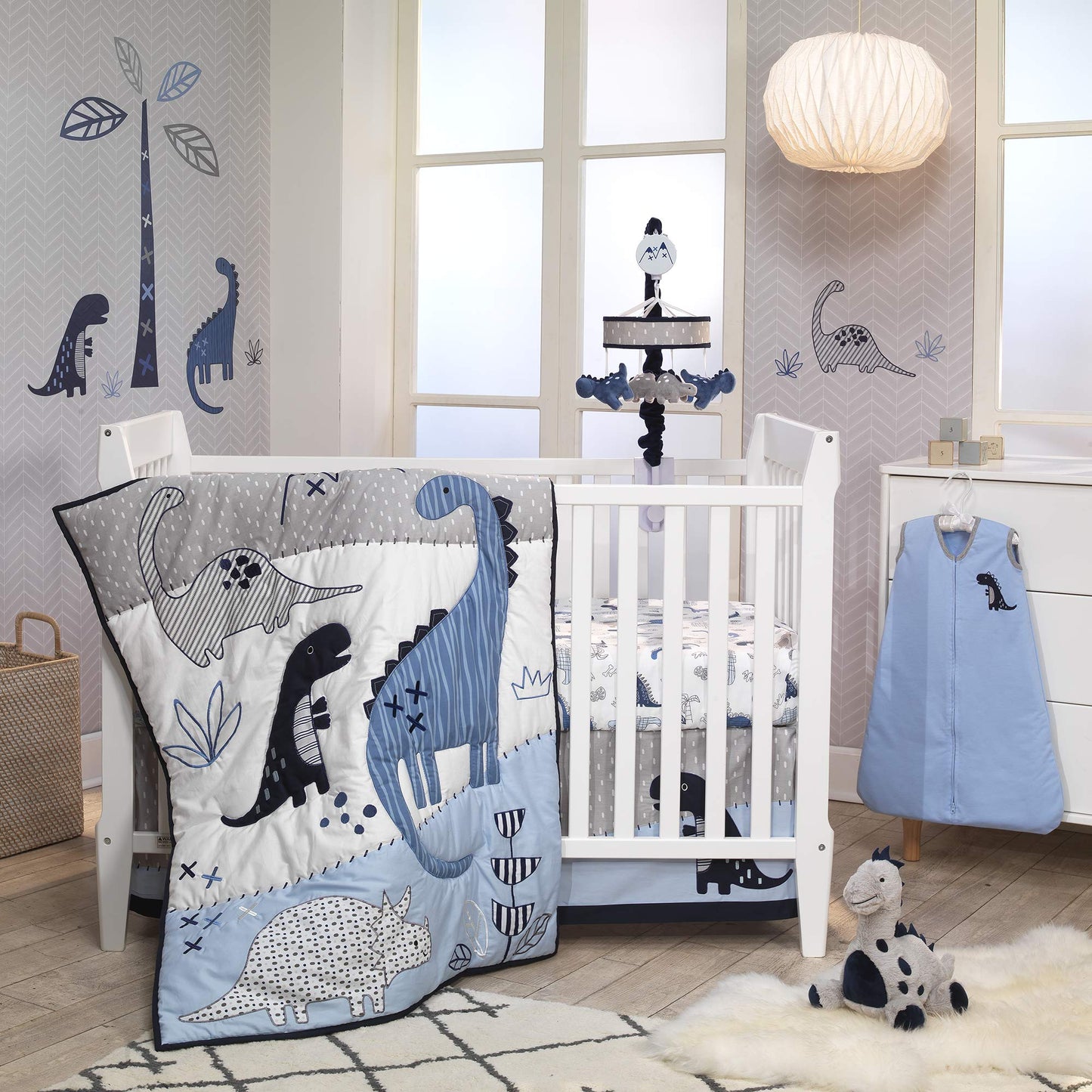 Lambs & Ivy Jungle Safari Gray/Tan/White Nursery 6-Piece Baby Crib Bedding Set