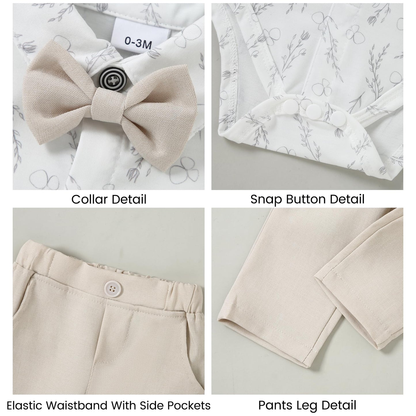 YALLET Baby Boy Clothes Suit 0-24 Months Infant Gentleman Outfits Formal Dress Shirt+Bowtie+Vest+Pants Set Baby Wedding Suits