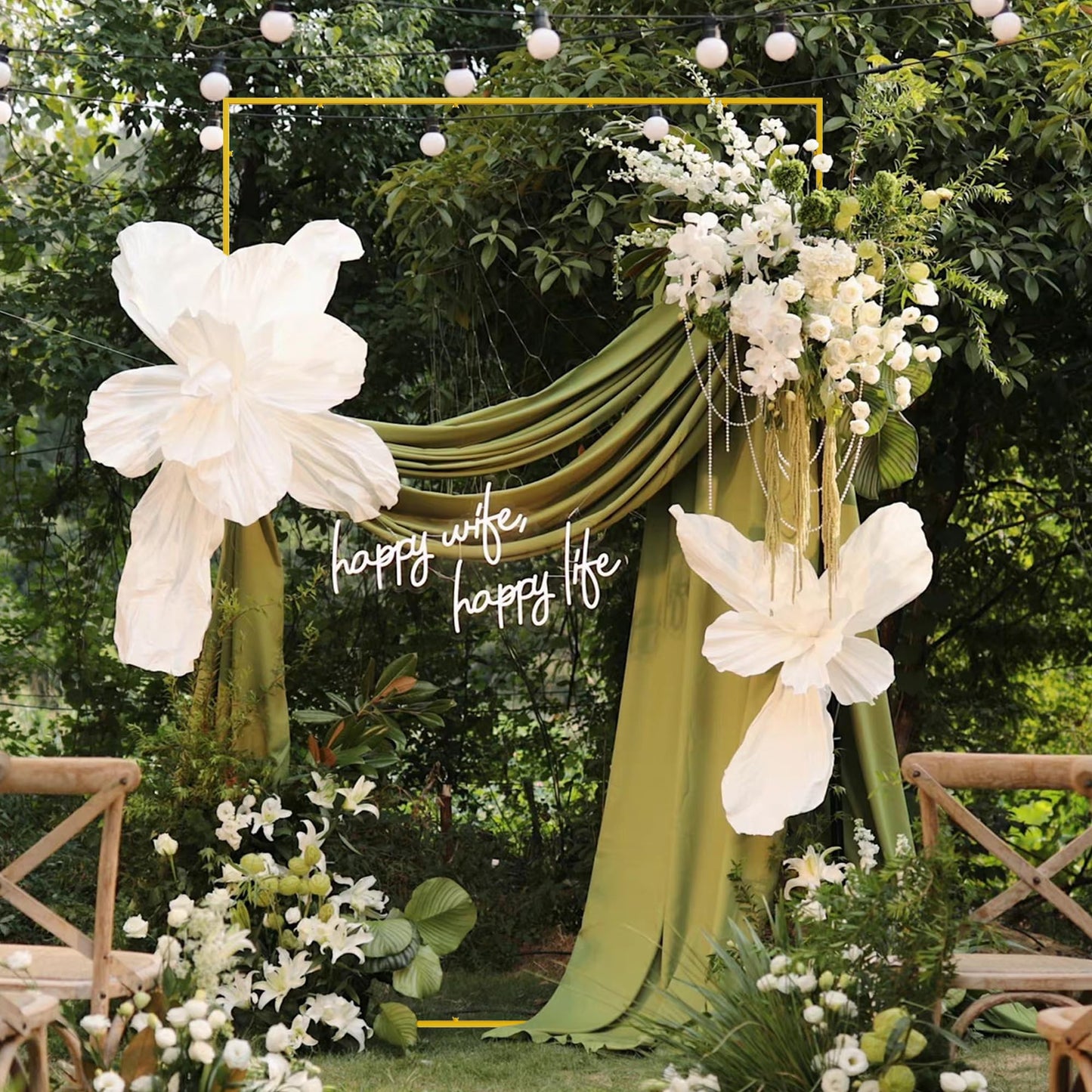 Wokceer Wedding Arch Backdrop Stand Square 6.6FTx6.6FT Gold Metal Balloon Arch Stand Garden Arbor Backdrop Frame for Wedding Birthday Party Baby Shower Photo Booth Background Decoration