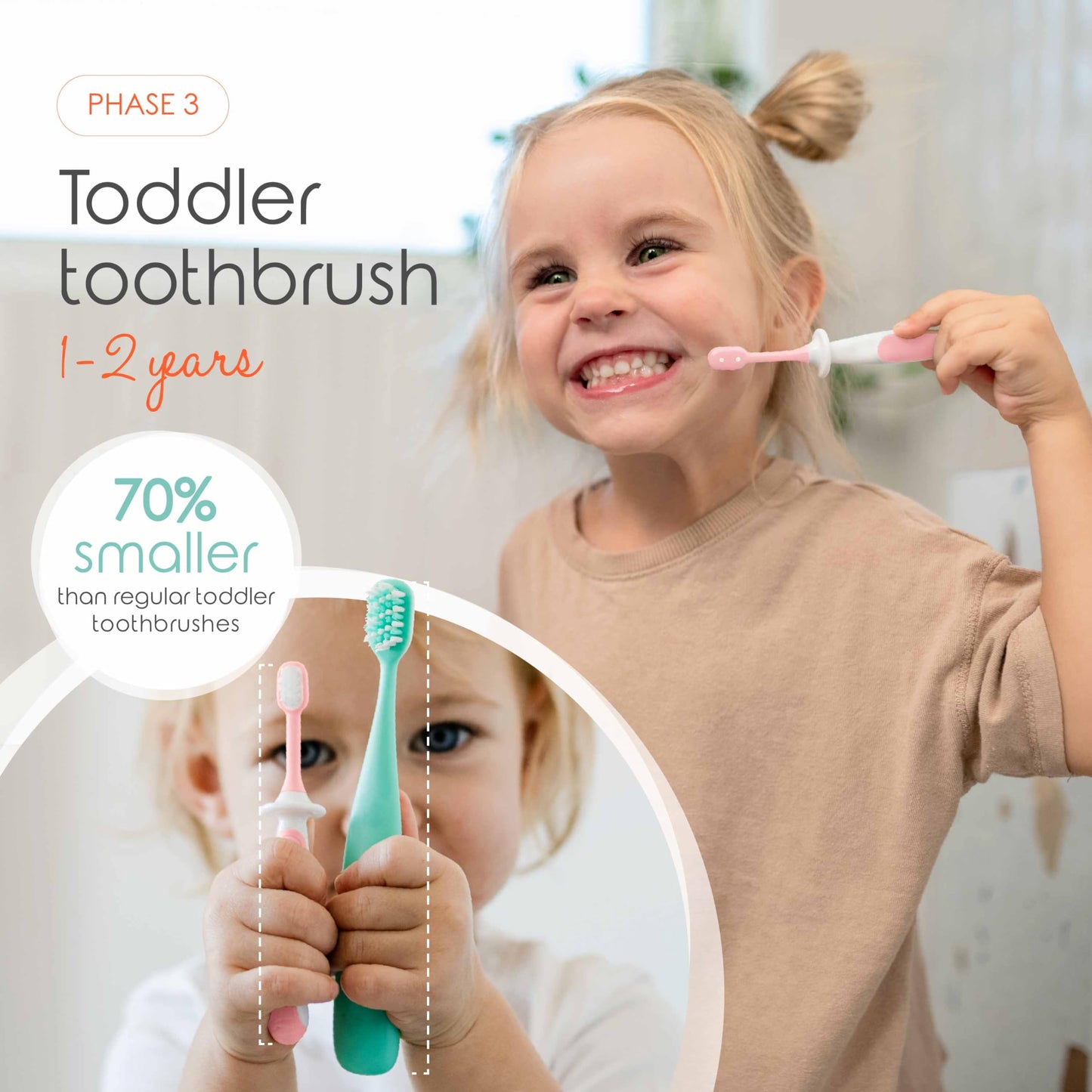 Cherish Baby Care Baby Toothbrush & Toddler Toothbrush Set (0-2 Years) - BPA-Free & Safety-Tested, 2023 Award Winner, Food-Grade Silicone (Teal)
