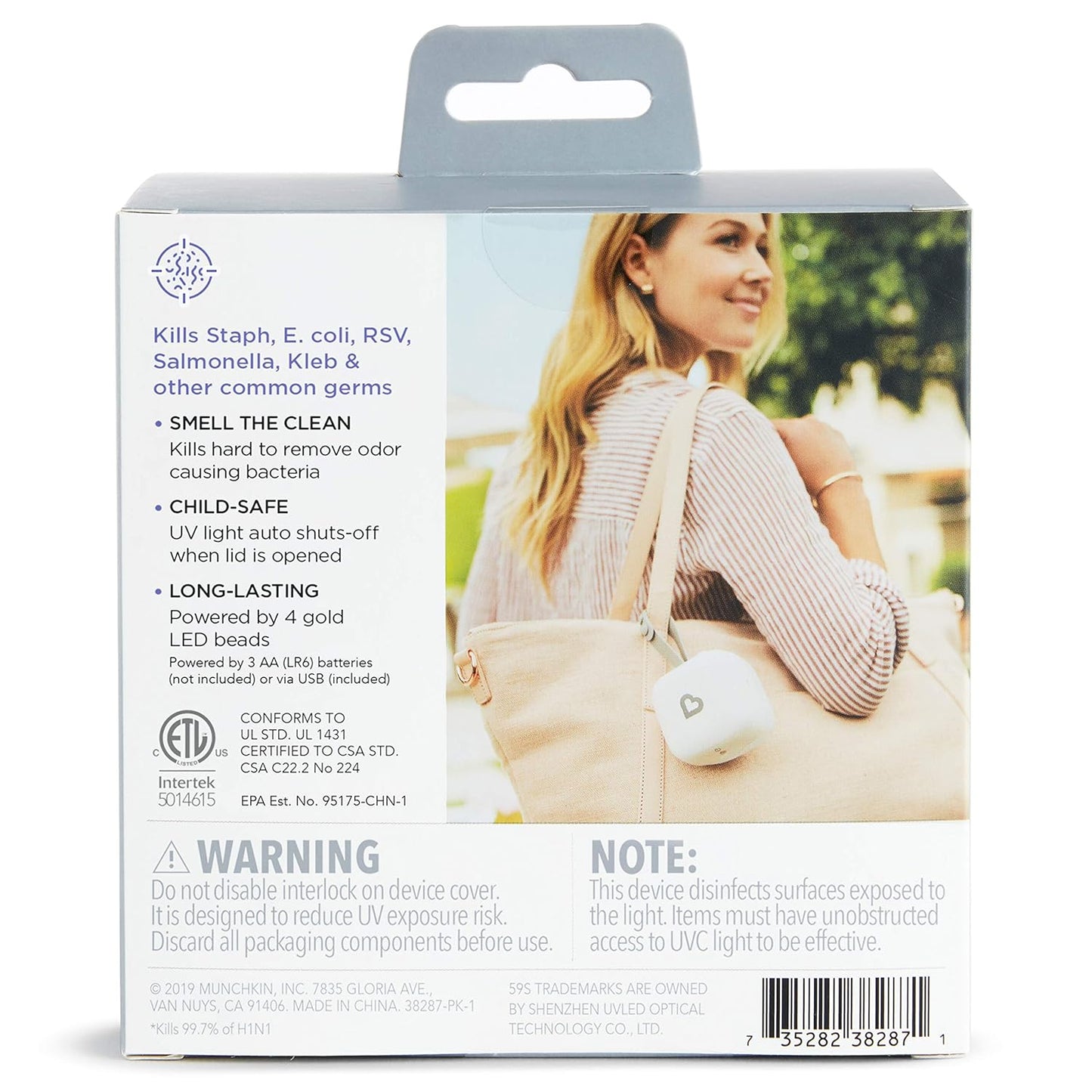 Munchkin Portable UV-C Cleaner for Pacifiers, Teethers and More, White