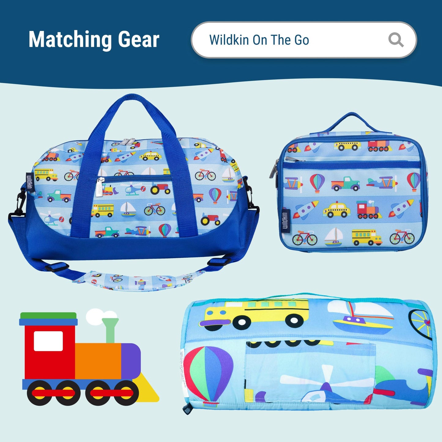 Wildkin 12-inch Kids Backpack – Padded, Adjustable, Ideal for Daycare & Travel - Trains, Planes, and Trucks