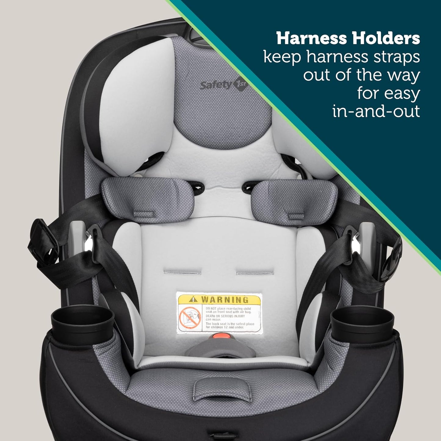 Safety 1st Grow and Go All-in-One Slim Convertible Car Seat, Rear Facing, 5-40 lbs, Forward Facing (30–65 lbs), High Back Booster Seat 40-100 pounds, Dunes Edge