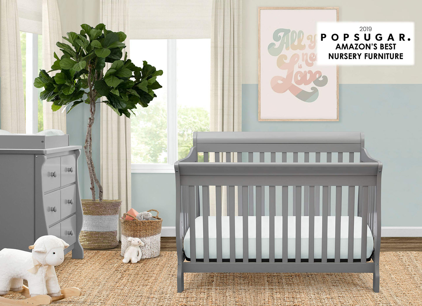Delta Children Simmons Kids Carter 6-in-1 Convertible Crib - Greenguard Gold Certified, Black Ebony