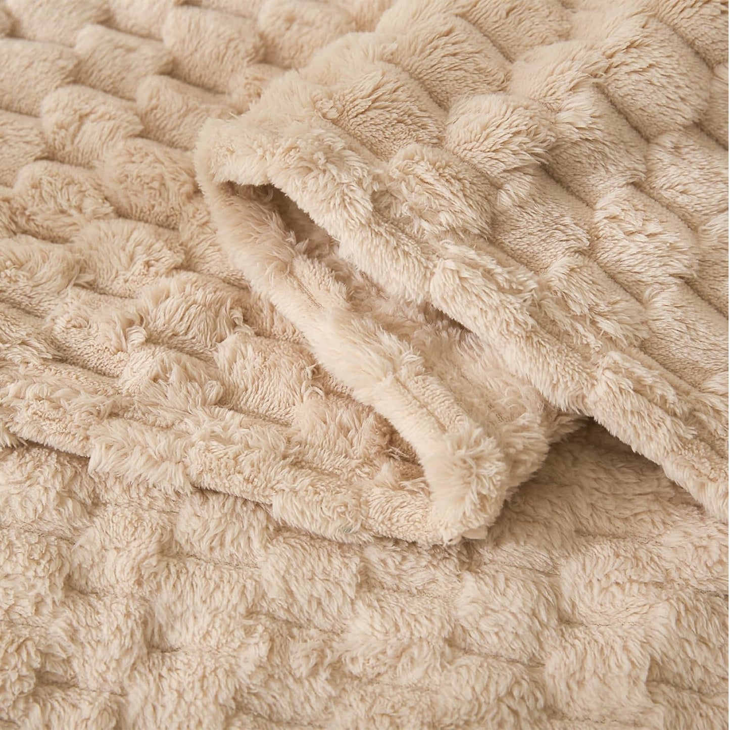 HOMRITAR Baby Blanket for Boys or Girls 3D Jacquard Fluffy Fuzzy Soft Warm Cozy Flannel Fleece Warm Blanket for Nursery, Stroller Toddler Bedding (30 x 40 Inch, Blue)