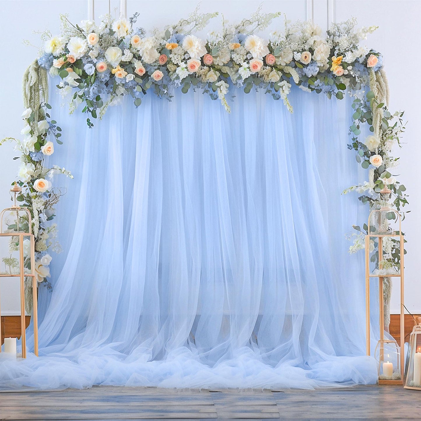 Champagne Tulle Backdrop Curtain for Parties Wedding 10ft×8ft Champagne Sheer Backdrop Curtains for Baby Shower Bridal Shower Reception Birthday Party Christmas Photoshoot Decorations 2 Panels