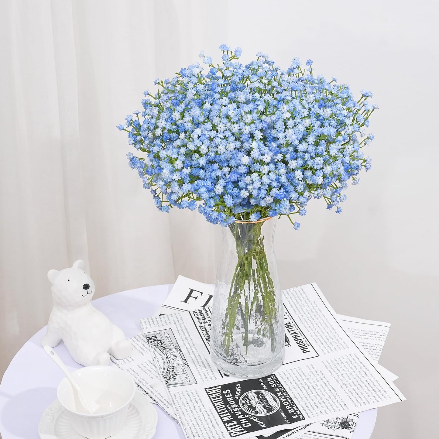 MARTINE MALL Babys Breath Artificial Flowers, 15 PCS White Baby Breath Flowers Artificial Bulk, Fake Babys Breath Gypsophila Real Touch Faux Babys Breath for Wedding Floral Arrangement Home Decor