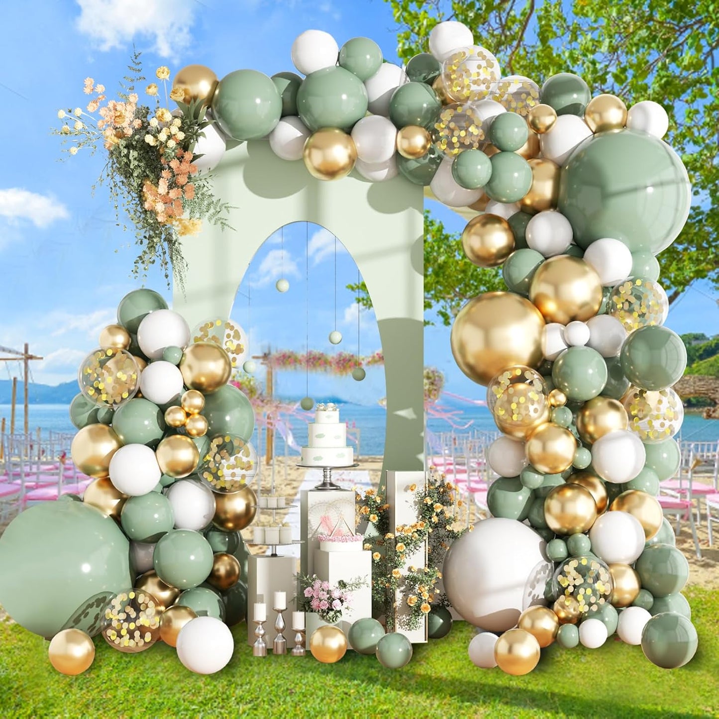 166 PCS Sage Green Balloon Arch Kit Green Balloons Sage Green Baby Shower Decorations Generally used for New Years Decorations Graduation Decorations Easter Decorations Green Birthday Decorations