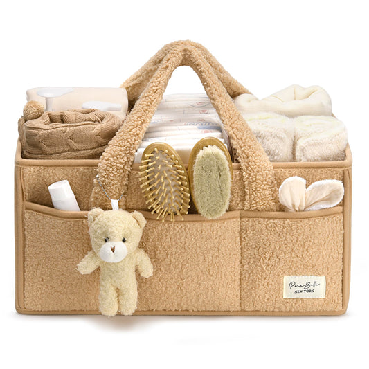 PeraBella Diaper Caddy Organizer for Changing Table, Storage Basket for Wipes, Gift for Baby Shower, Car Organizer, Nursery Organizer, Portable Storage