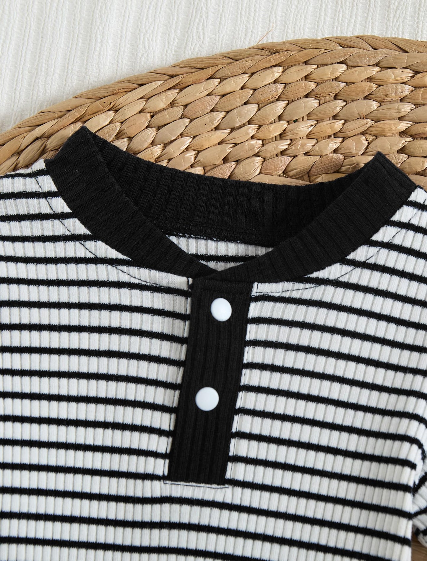 Baby Boy Outfits Ribbed Short Sleeve Striped Romper Top Solid Shorts with Pocket Baby Boy Summer Clothes 0-18M
