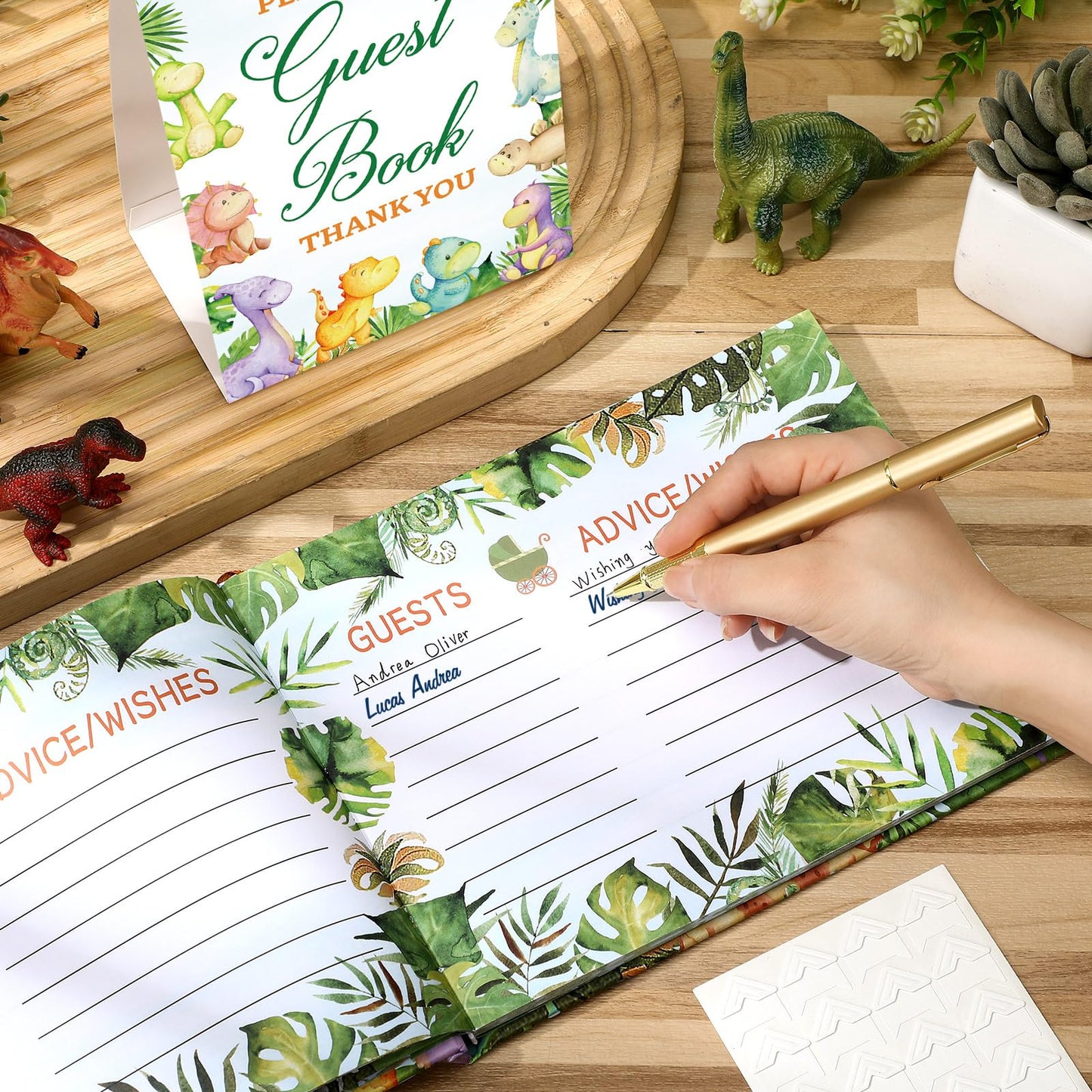 27 Pcs Butterfly Floral Baby Shower Guest Book Set Baby Shower Sign in Guest Floral Book Place Table Cards with Gold Pen Adhesive Photo Corner for Birthday Party