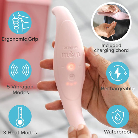 Dr. Talbot's Mom Perineal Massager for Pregnancy, Prep for Labor and Birth, Adjustable 3 Heat Modes and 5 Vibration Modes, Ergonomic Design with Mirror