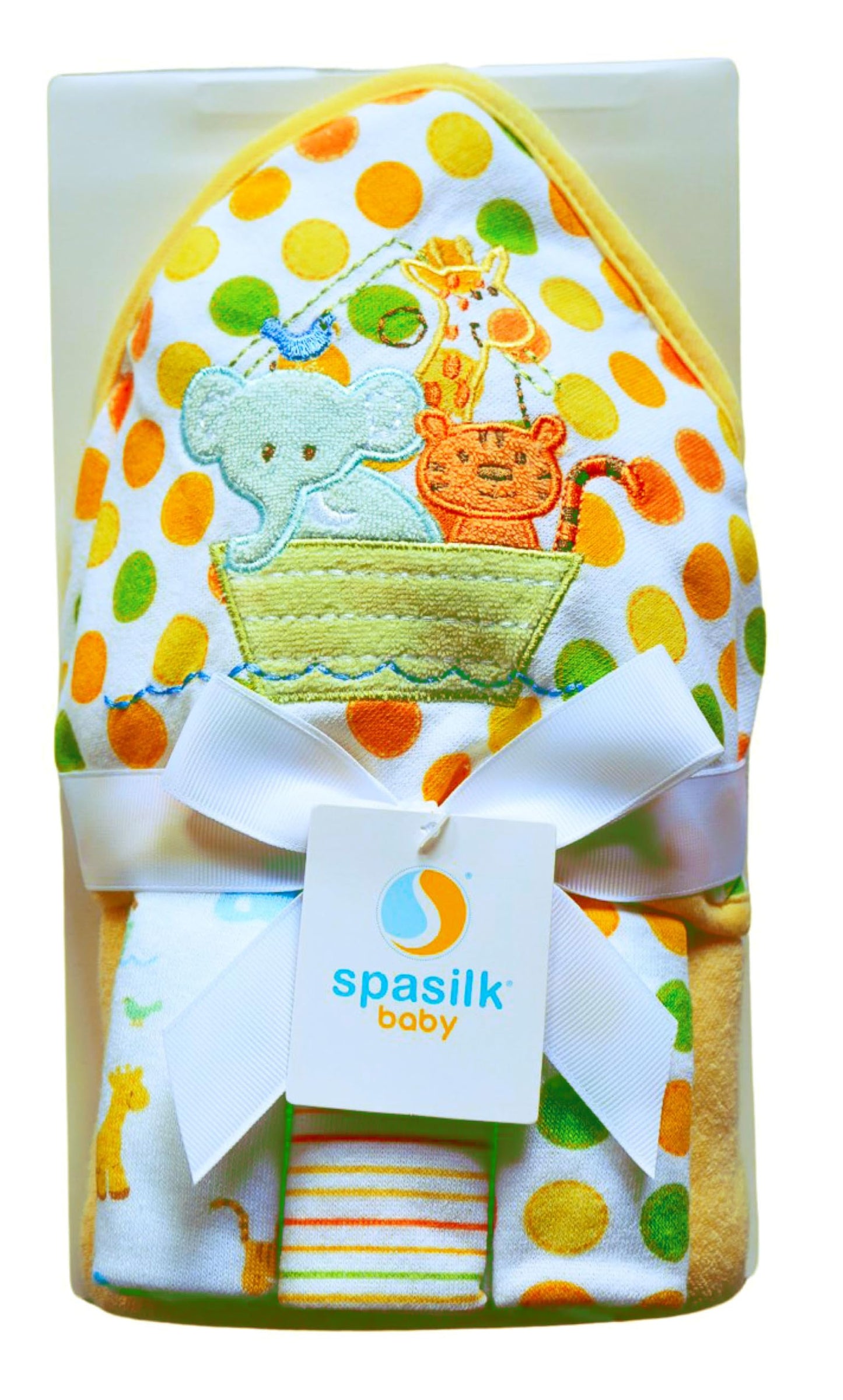 Spasilk Baby Bath Hooded Terry Towel with 3 Washcloths, Baby Bath Essentials, One Size, Blue Whale