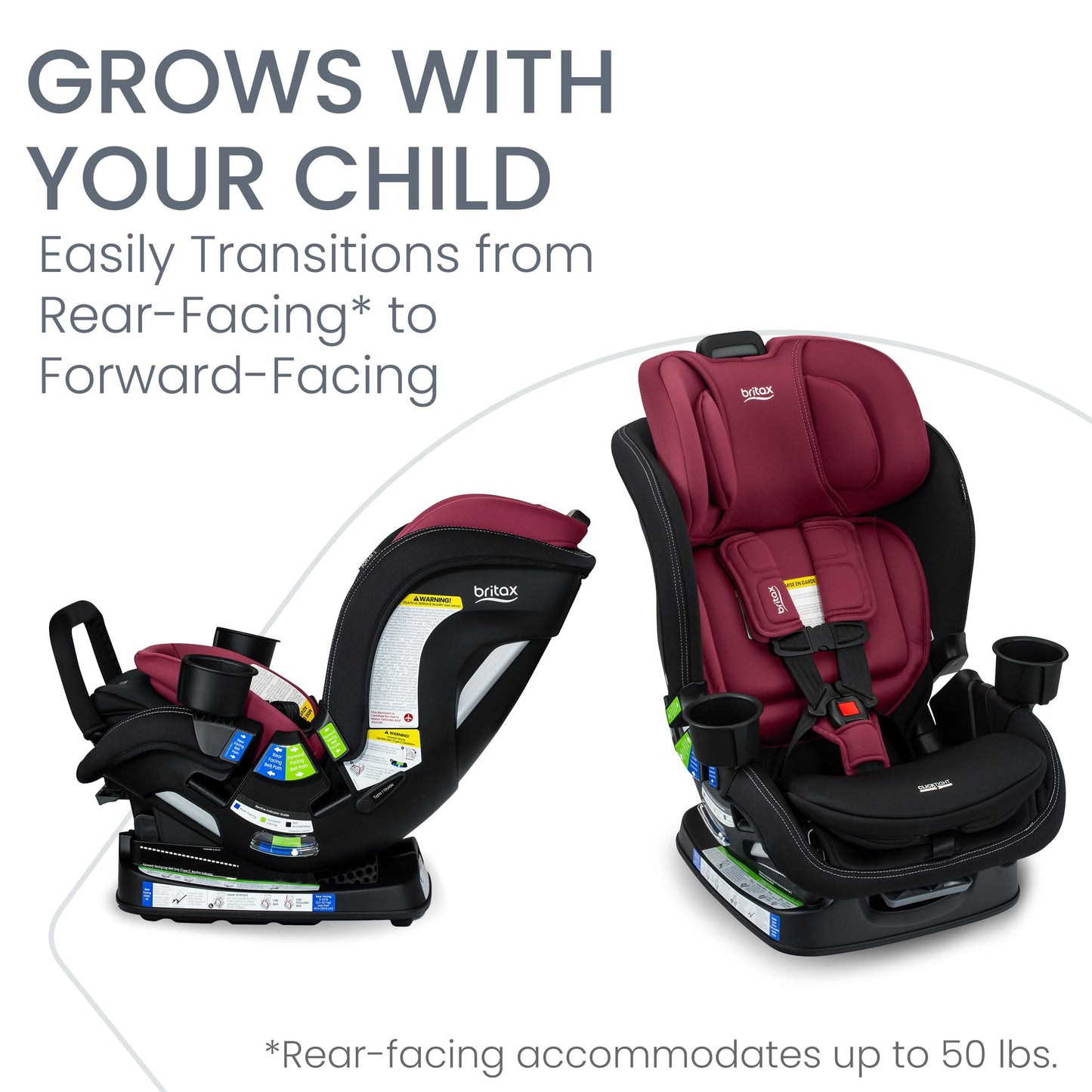Britax Poplar S Convertible Car Seat, 2-in-1 Car Seat with Slim 17-Inch Design, ClickTight Technology, Arctic Onyx