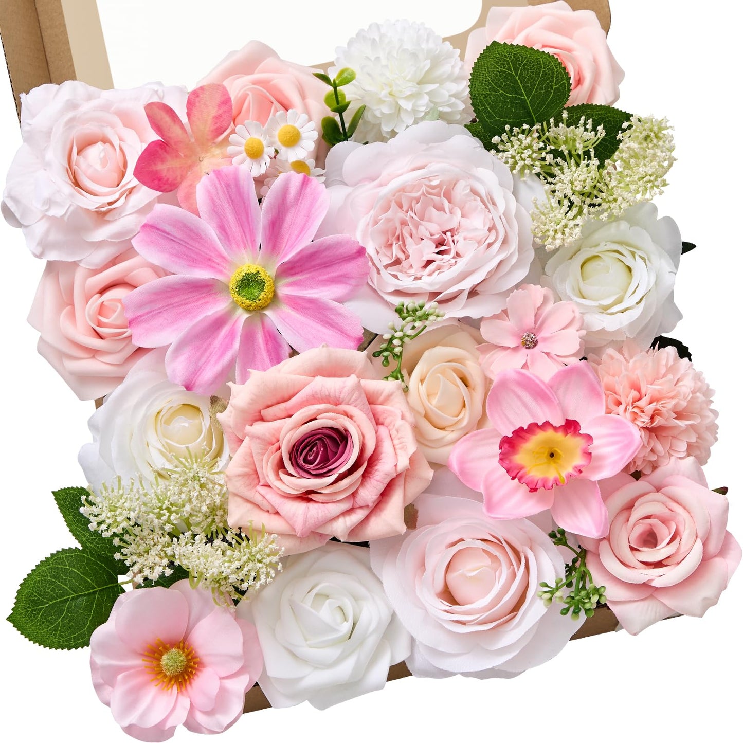Serwalin Pink Artificial Flowers, Silk Fake Flowers for DIY Wedding Bridal Bouquets, Wedding Cake Flowers for Table Centerpieces Baby Shower Birthday Party Home Decorations