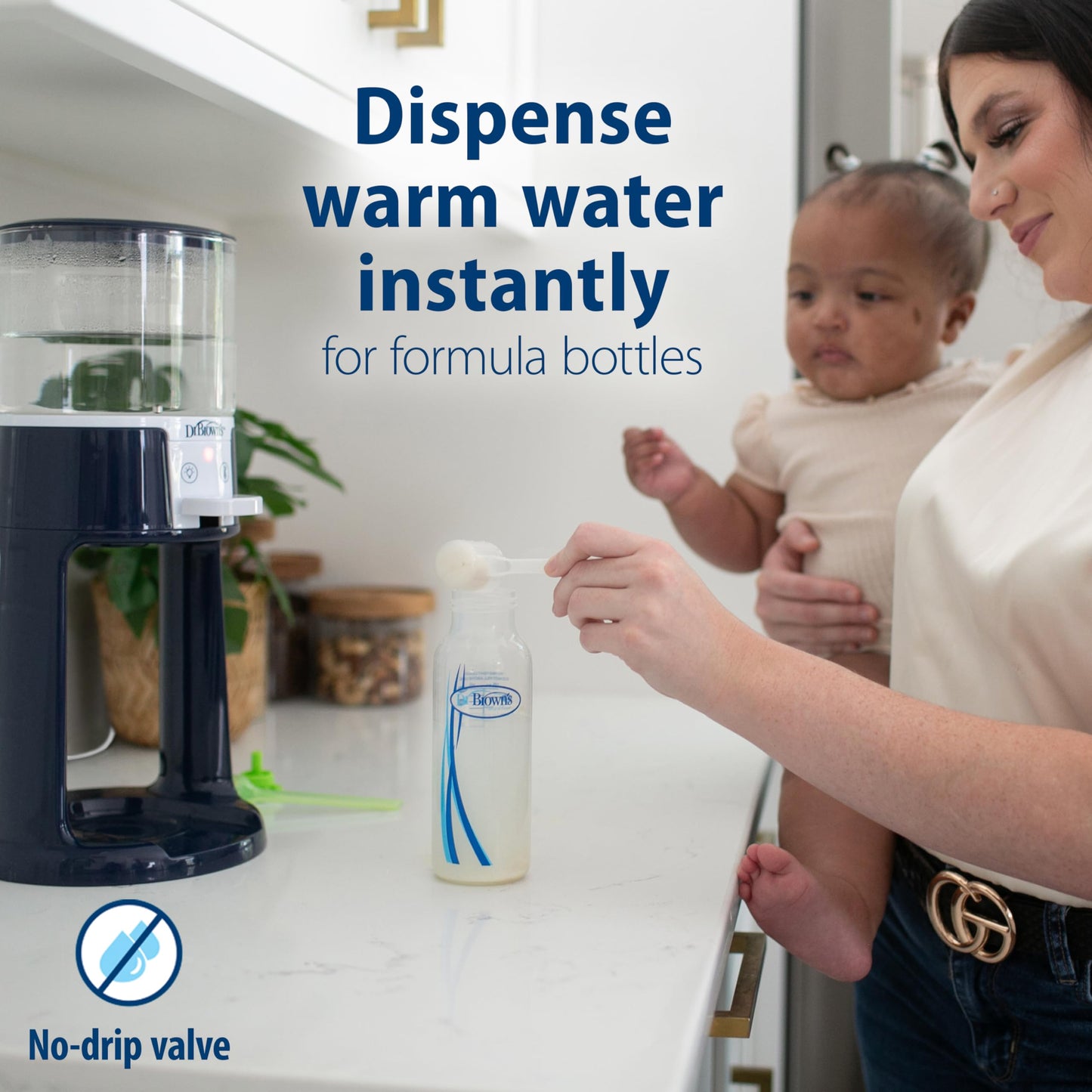 Dr. Brown's Insta-Prep Warm Water Dispenser to Instantly Prepare Baby’s Formula Bottle,Large Capacity Glass Tank with 3 Temperature Settings,Black