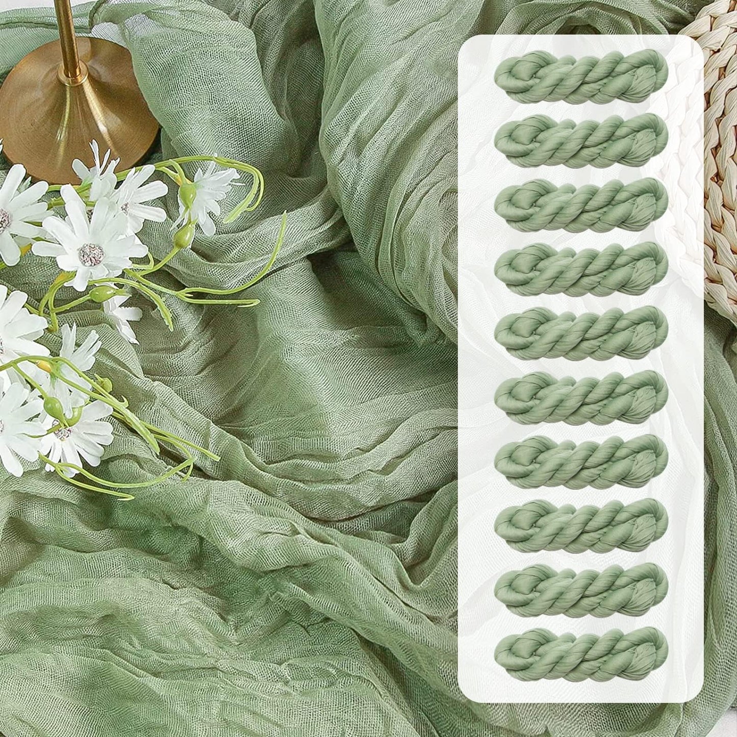FEXIA Beige Cheesecloth Table Runner 35x120 Inches Ivory Gauze Rustic Boho Spring Easter Table Runner for Engagement Party Decorations Bridal Shower Wedding Party First Communion Centerpiece
