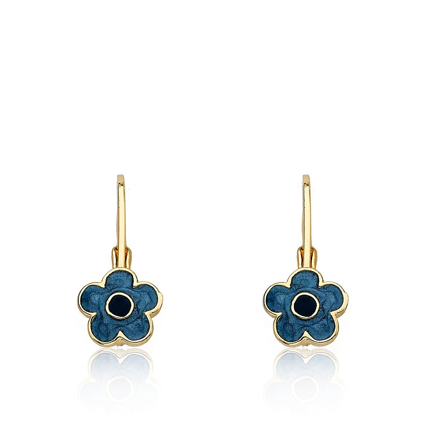 Little Miss Twin Stars Girls Earrings - 14k Gold Plated Flower Leverback Earring - Hypoallergenic and Nickel Free For Sensitive Ear