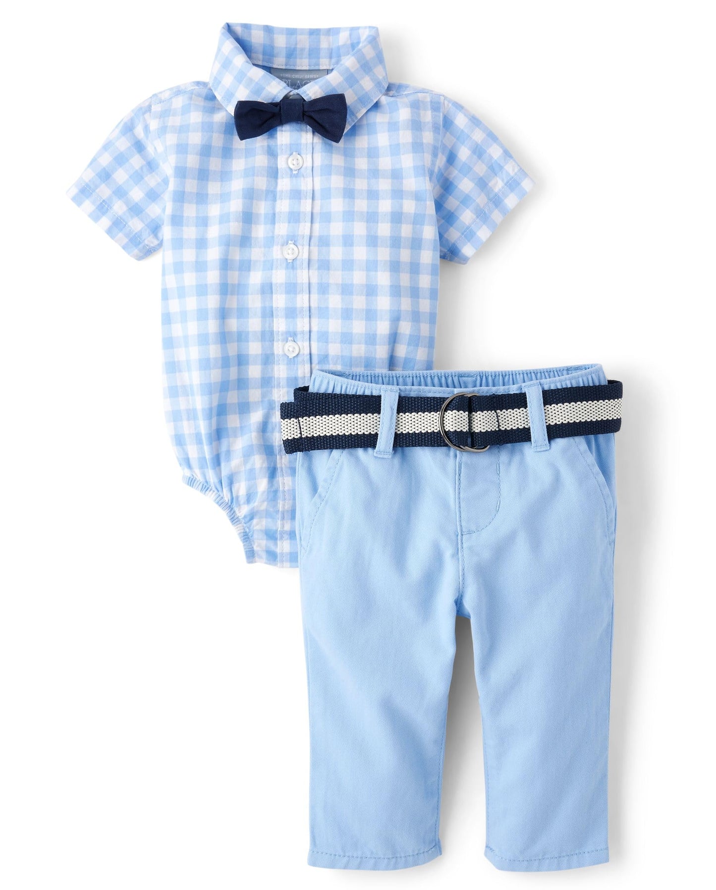 The Children's Place baby-boys And Newborn Short Sleeve Button Down Shirt and Shorts 2 Piece Outfit Set