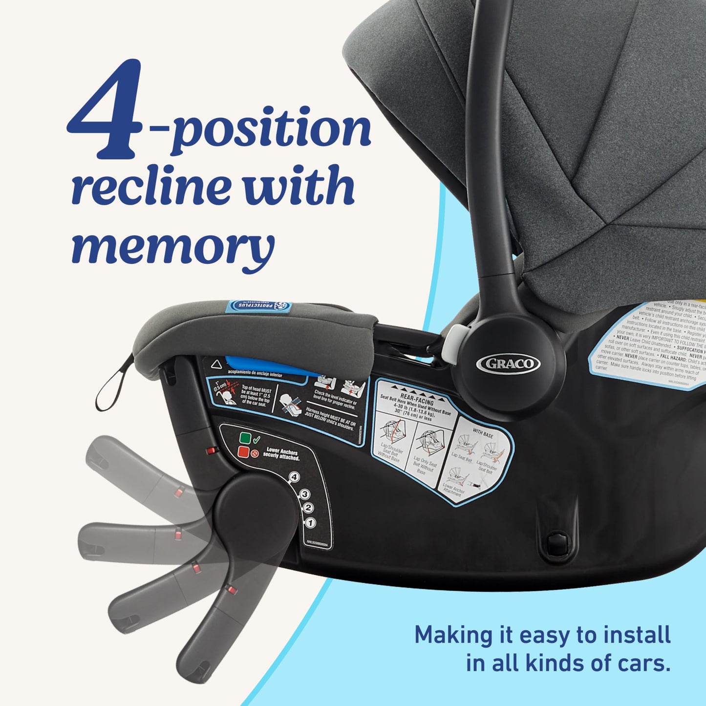 Graco Gomax Infant Car Seat, Orchid Haze, Lightweight, Reclining Rear Facing Car Seat Installs Without a Base