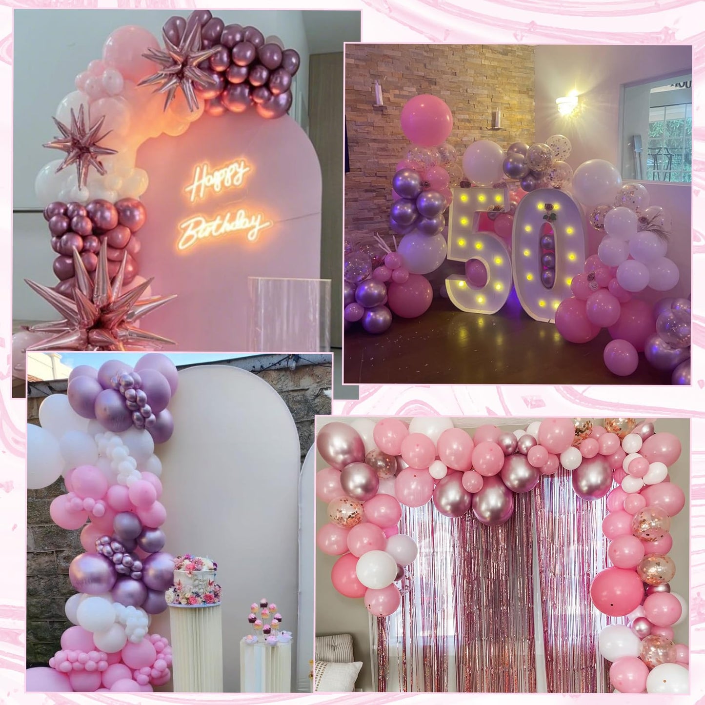 Pink White Balloon Arch Kit, Double Stuffed Pastel Pink Ivory White Balloon Garland, Baby Pink Cream White Balloons with 3pcs 18Inch Clear Balloons for Girls Birthday Baby Shower Party Decorations