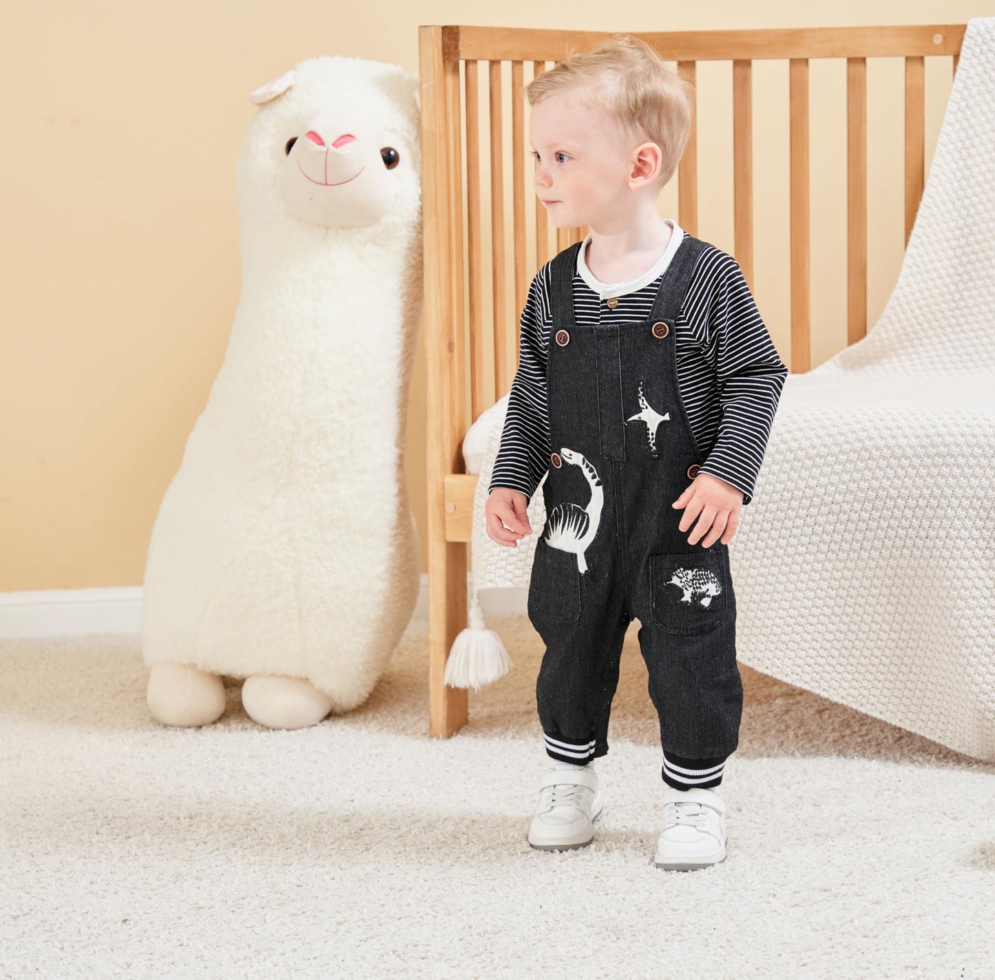 Baby Boy Clothes Set Infant Boy's Long Sleeve Romper+Dinosaur Denim Overalls Toddler Boys Fall Winter Outfits Suit