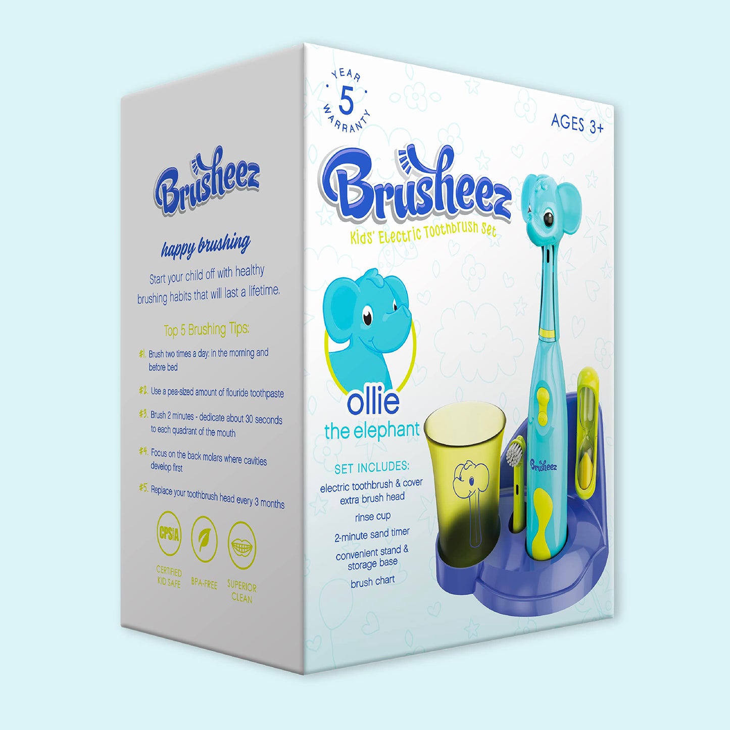 Brusheez Kids’ Electric Toothbrush Set - Safe & Effective for Ages 3+ - Parent Tested & Approved with Gentle Bristles, 2 Brush Heads, Rinse Cup, 2-Minute Timer, & Storage Base (Sparkle The Unicorn)