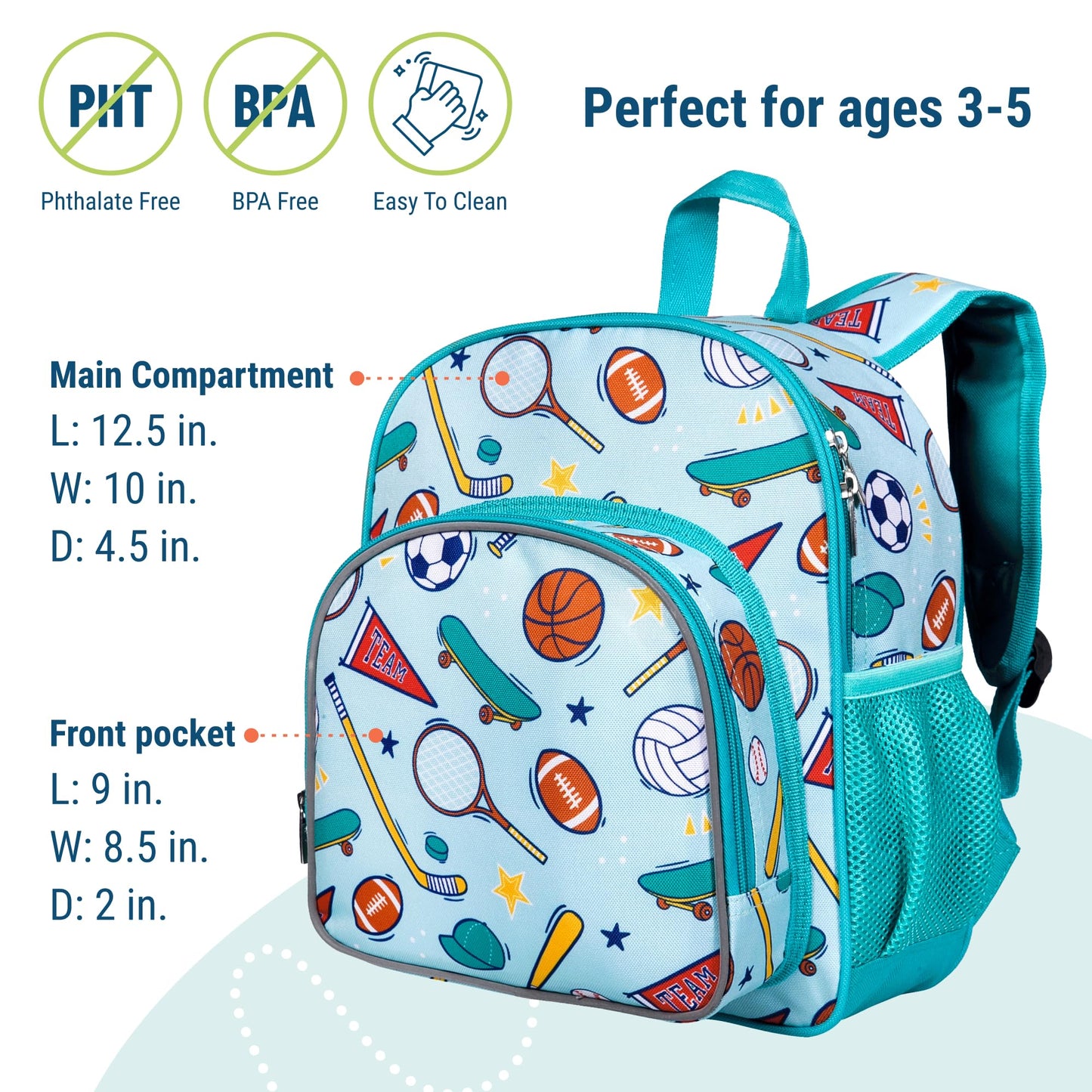 Wildkin 12-inch Kids Backpack – Padded, Adjustable, Ideal for Daycare & Travel - Trains, Planes, and Trucks