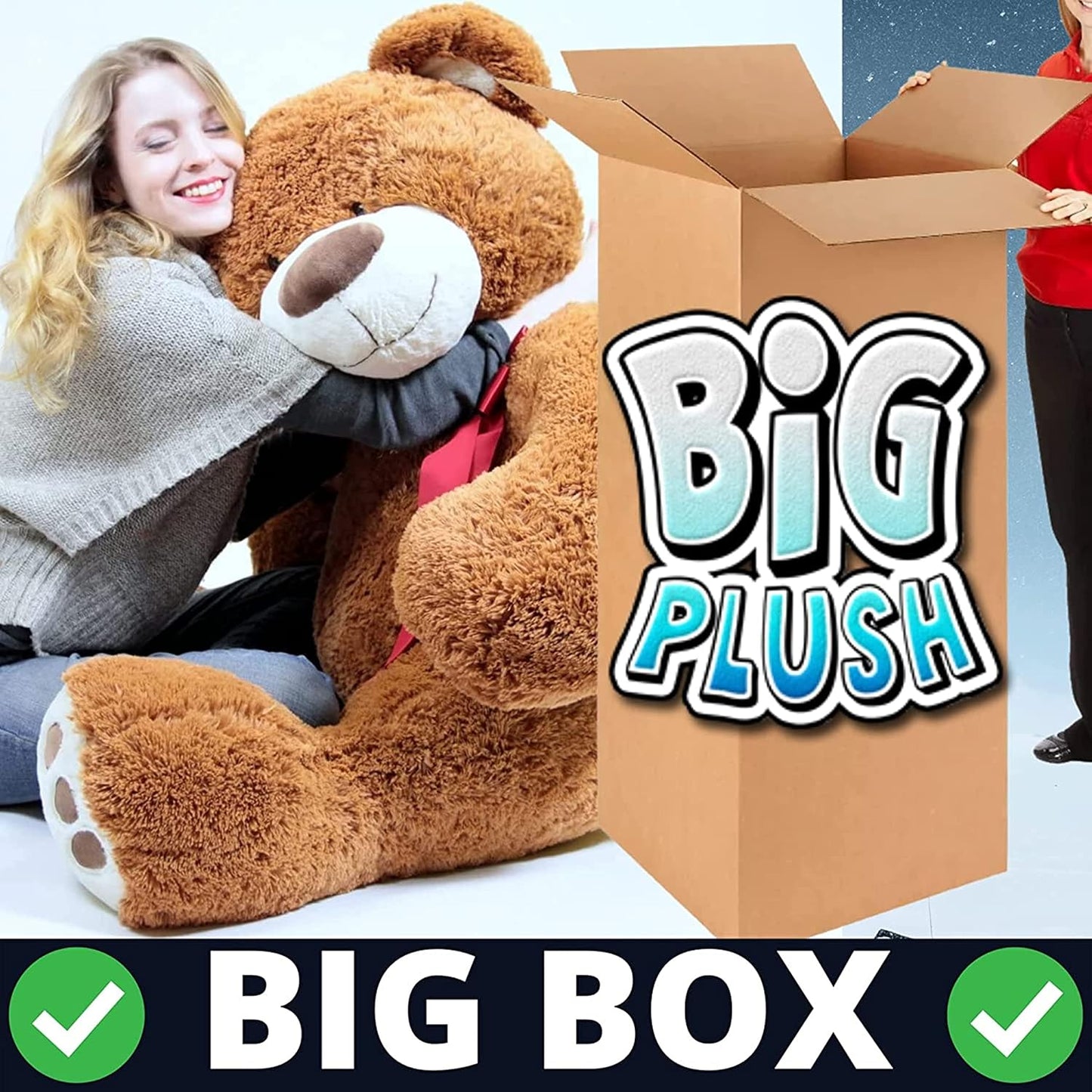 Big Plush 5-Foot Giant Teddy Bear - Soft Plush Toy - Huge Stuffed Animal in Big Box