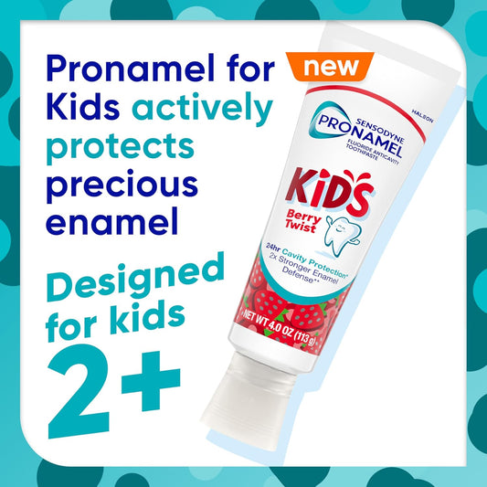 Sensodyne Pronamel Kids Toothpaste, Fluoride Anticavity Toothpaste, Cavity and Enamel Protection, for Ages 2+, Berry Twist Flavored, 4 oz (2 Pack)