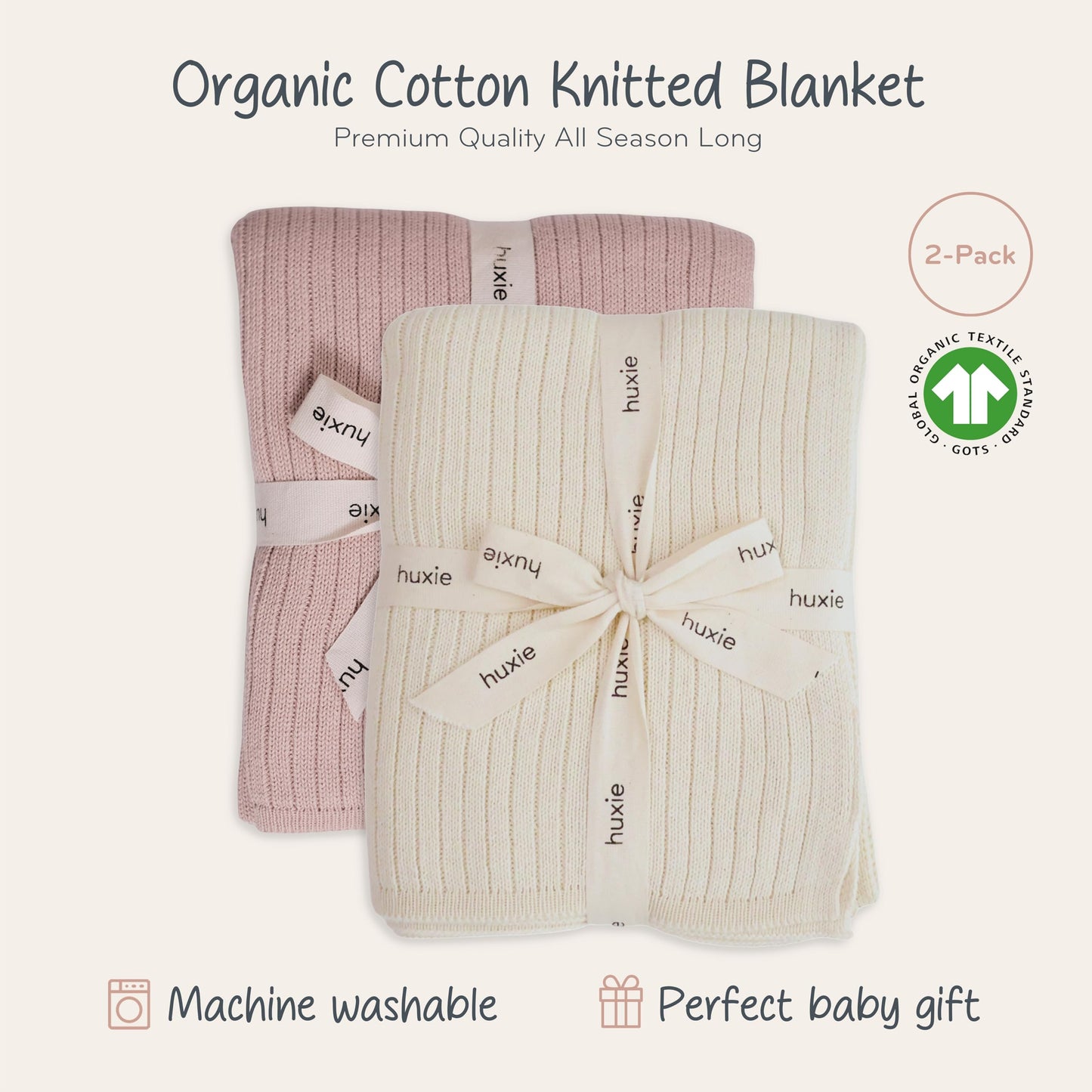 Knitted Organic Cotton Baby Blanket- Swaddle Blanket, 30" x 40" Soft Receiving Blanket for Newborn (Mochachino)