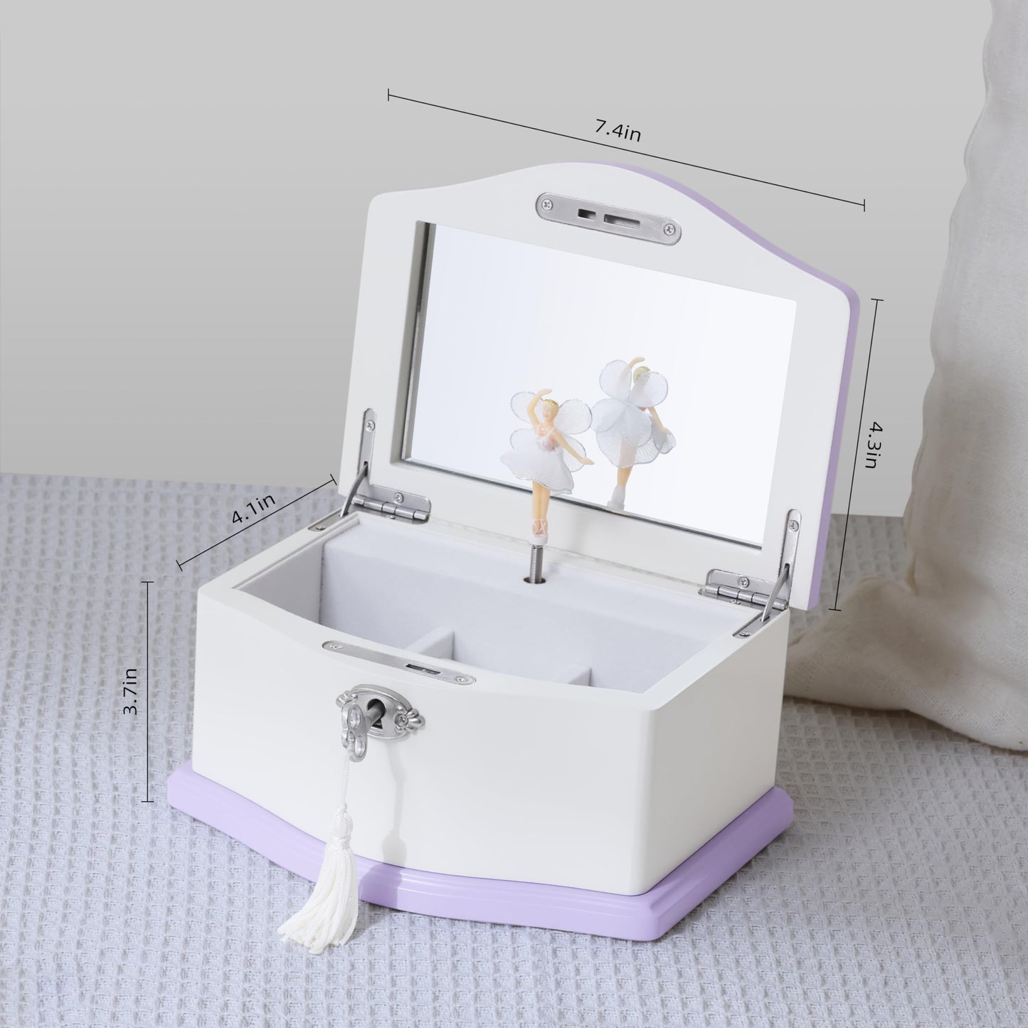 Medium Pink Ballerina Musical Jewelry Box with Mirror and Lock for Girls,Pink Kid's Jewelry Storage Music Chest,Gifts for Christmas,New Year and All Hoidays