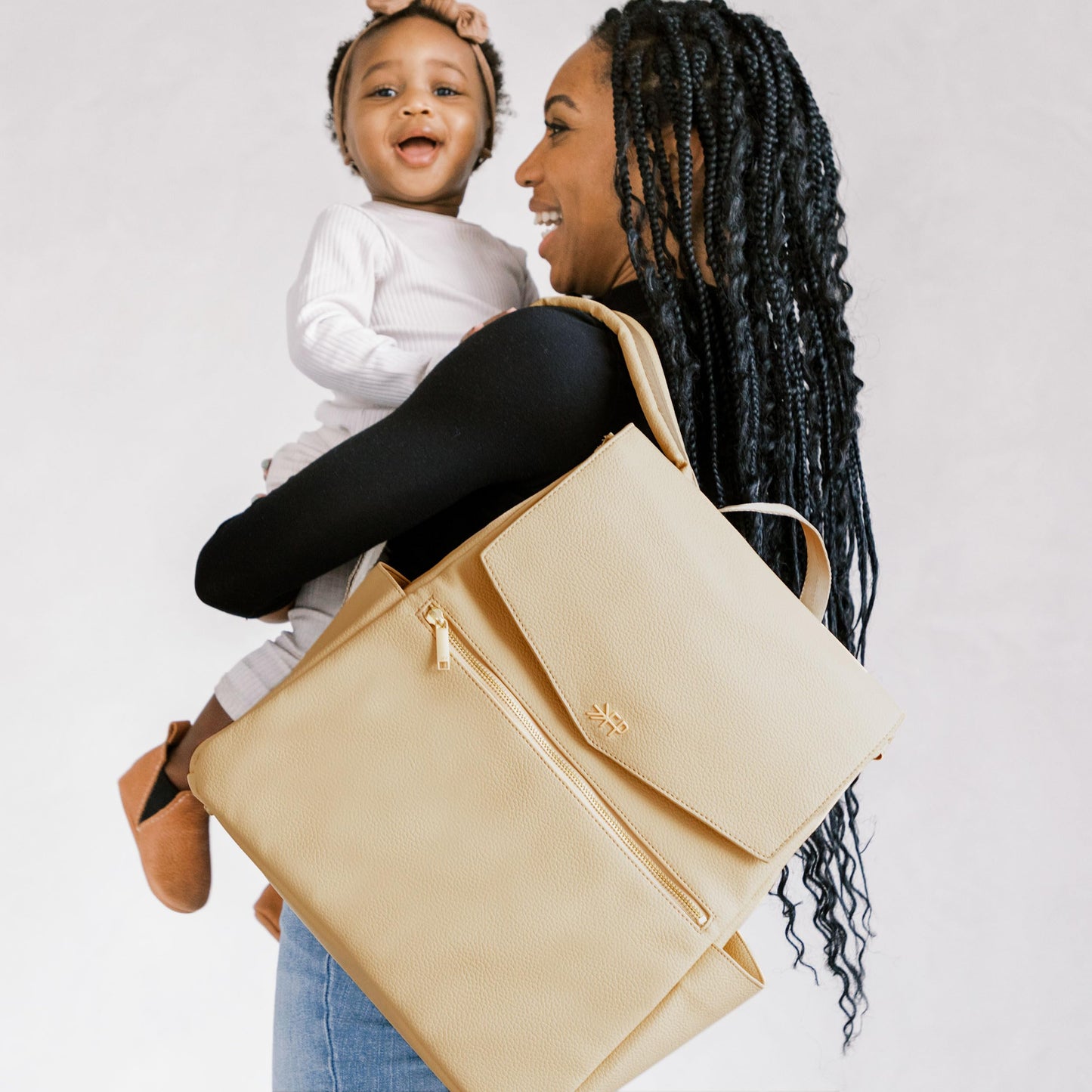 Freshly Picked Classic II Diaper Bag Backpack, Wipeable Vegan Leather With Changing Pad (Sage Green V2)
