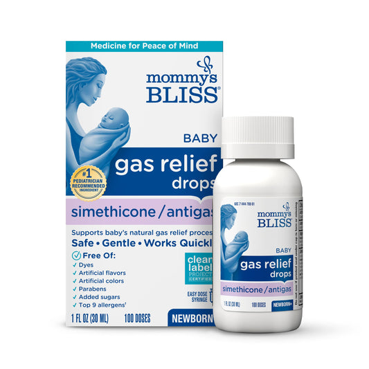 Mommy's Bliss Gas Relief Drops Bottle, Simethicone Drops for Infants, Relieves Stomach Discomfort, Safe & Gentle, Ginger Flavor, 1 Fl Oz (Pack of 1)