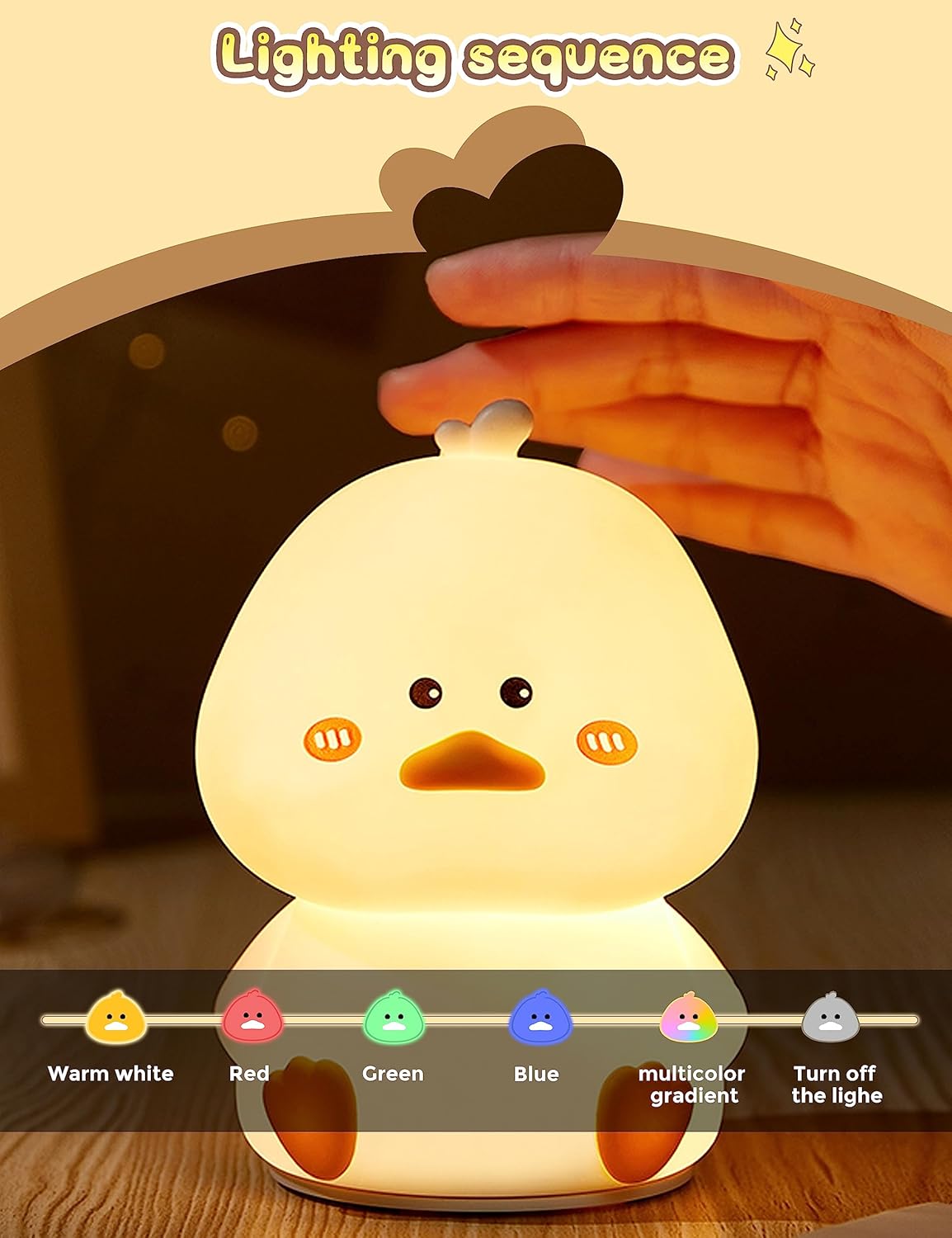 L LOHAS LED Cute Duck Night Light, Kawaii Duck Lamp, Desk Decor, Cute Stuff, Squishy Duck Light, 16 Colors Table Lamp with Remote Control, USB Rechargeable, Ideal Funny Gifts