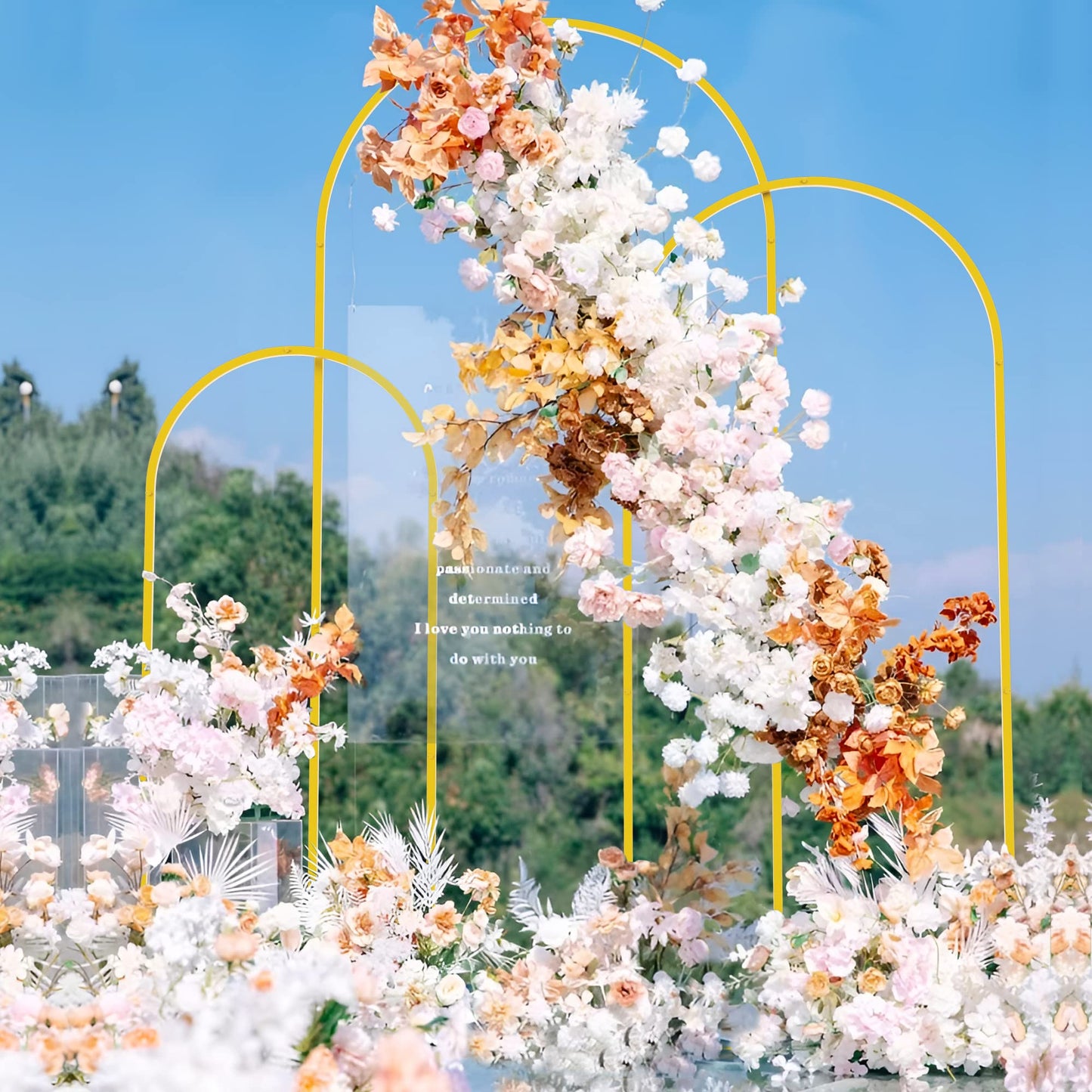 Wokceer Wedding Arch Backdrop Stand 6FT, 5FT, 4FT Set of 3 Gold Metal Arch Stand for Wedding Ceremony Baby Shower Birthday Party Decor