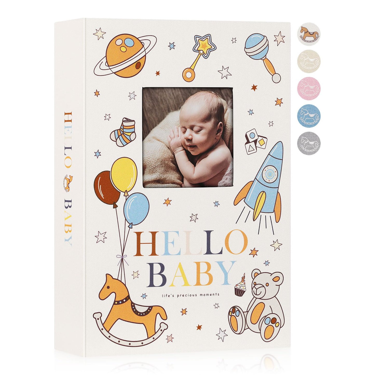 Lanpn Baby Photo Album 4x6 300 Pockets, Linen Newborn Bebe Ultrasound Photo Album with Memo Writing Area, Cover Photo Book, Picture Album for kids, Baby Girl Boy Memory Book Keepsake Colorful